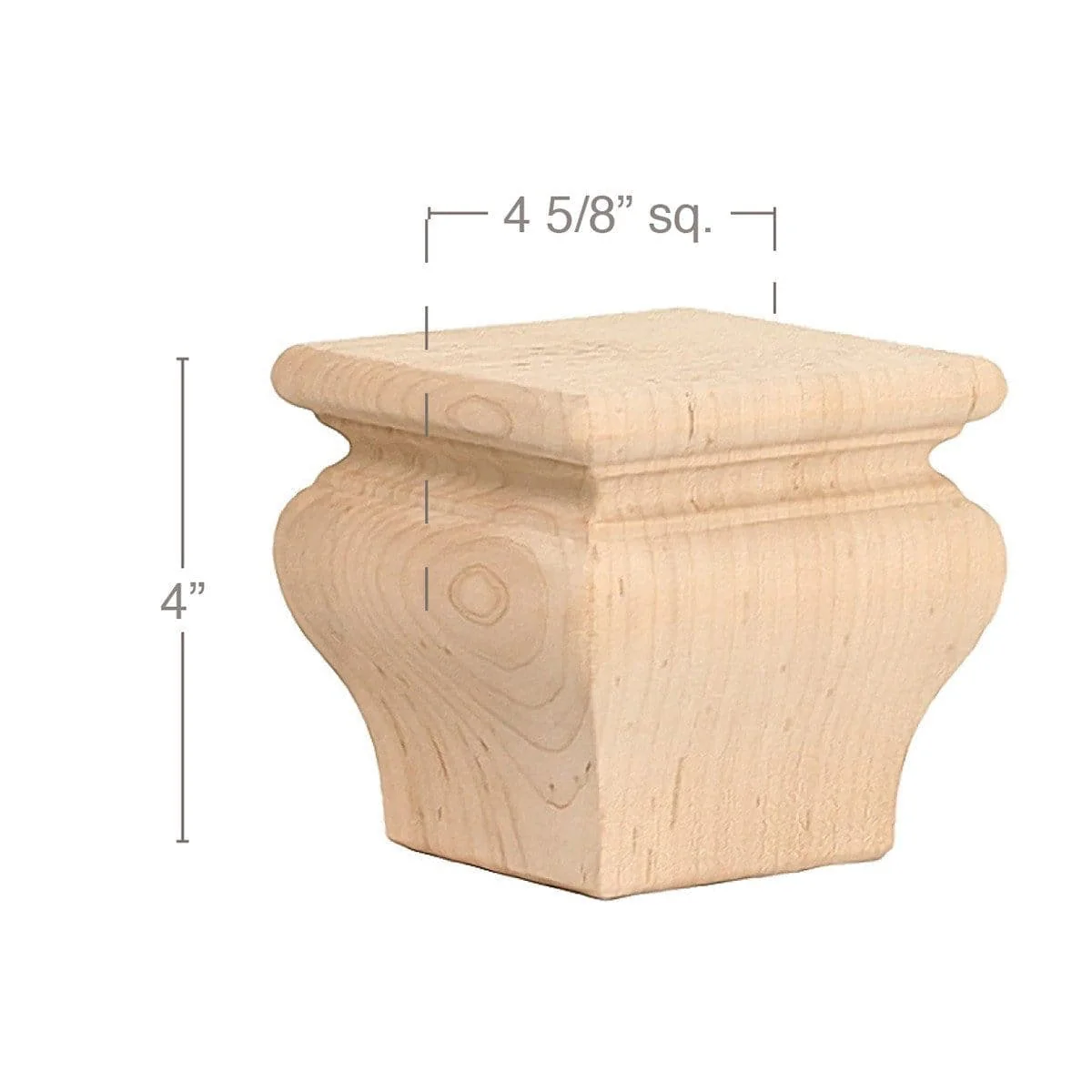 Classic Square Bun Foot, 4 5/8"sq. x 4"h