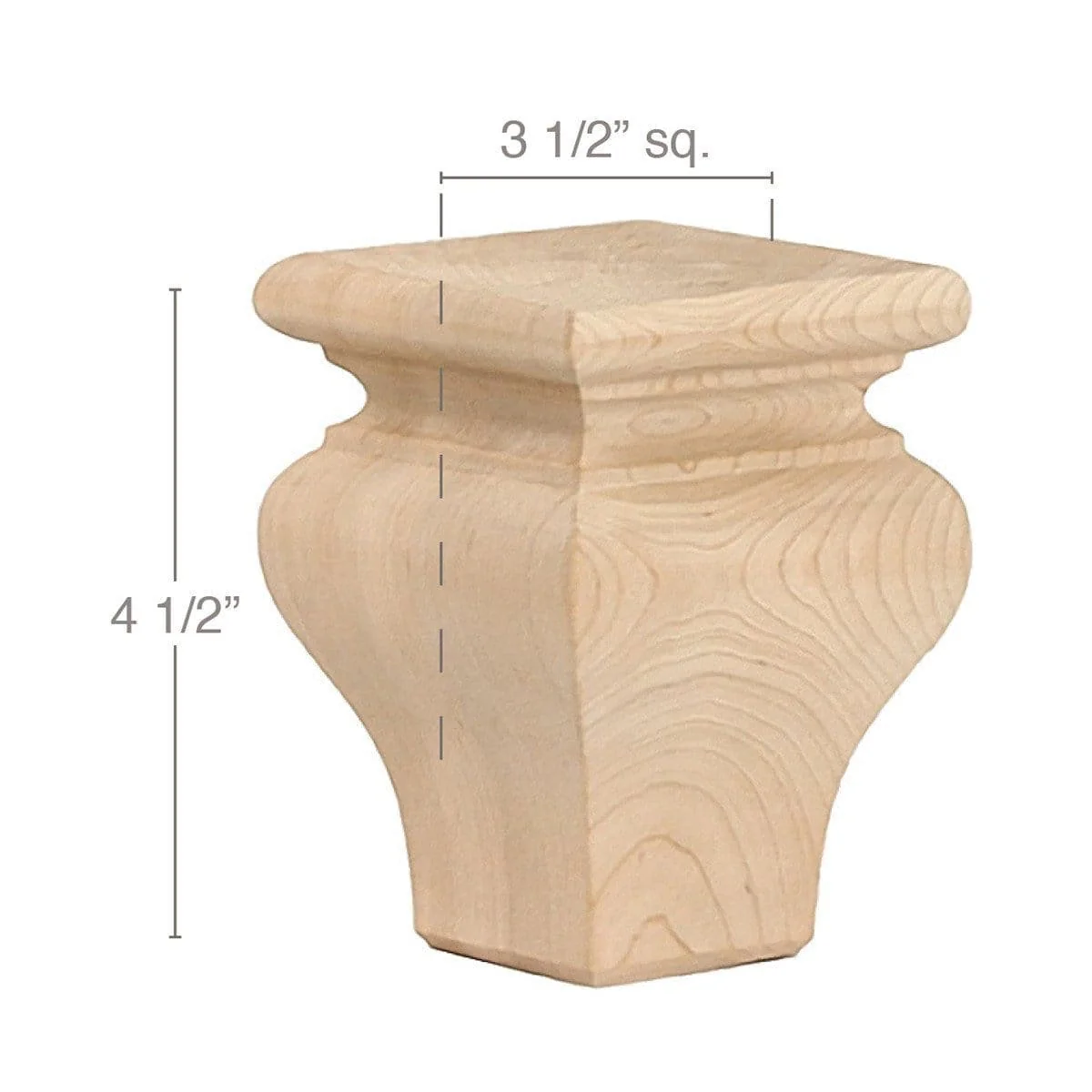 Classic Tall Square Bun Foot, 3 1/2"sq. x 4 1/2"h
