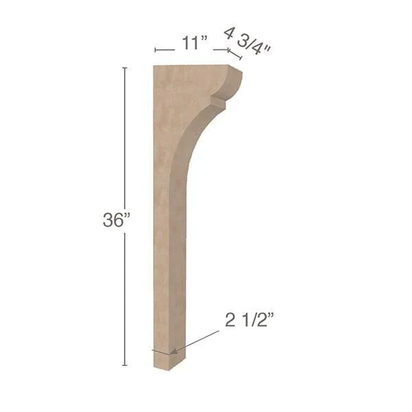 Classic Trim To Fit Corbel - Low Profile, 4  3/4"w x 36"h x 11"d