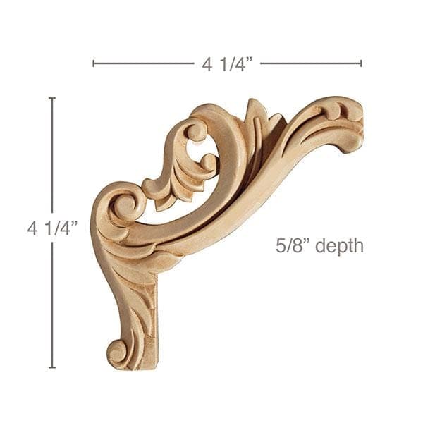 Clipped Small Corners (Sold 4 per card / 2 left - 2 right), 4 1/4''w x 4 1/4''h x 5/8''d
