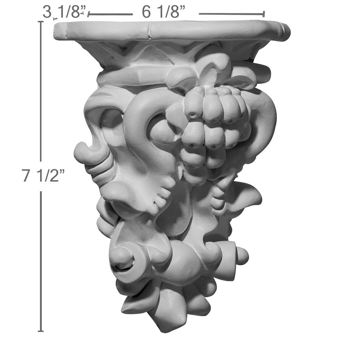 Cluster Corbel, 6 1/8"W x 3 1/8"D x 7 1/2"H
