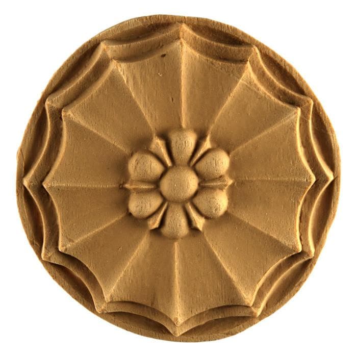 Colonial Circle Rosette Onlay, 3 7/16"w x 3 7/16"h x 3/8"d, Made To Order, Minimum Order Amount $300