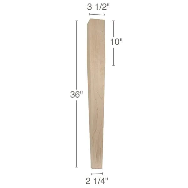 Contemporary 4 sided Tapered Square Island Column, 3  1/2"sq. x 36"h