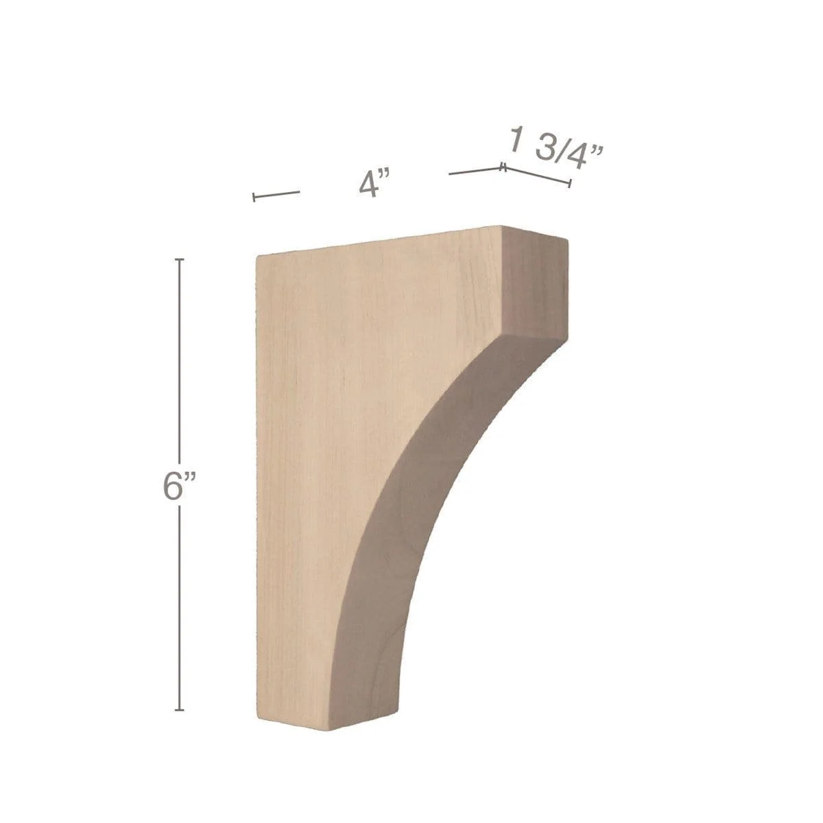 Contemporary Extra Small Bar Bracket Corbel, 1 3/4"w x 6"h x 4"d