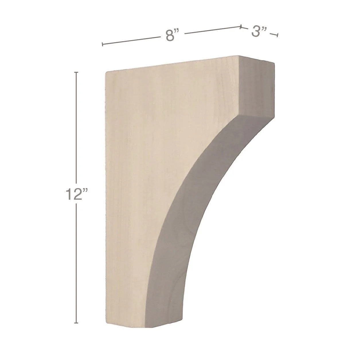 Contemporary Large Bar Bracket Corbel, 3"w x 12''h x 8"d