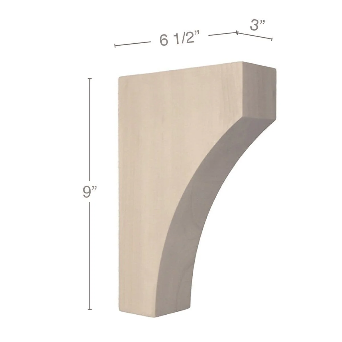 Contemporary Medium Bar Bracket Corbel, 3"w x 9"h x 6 1/2"d