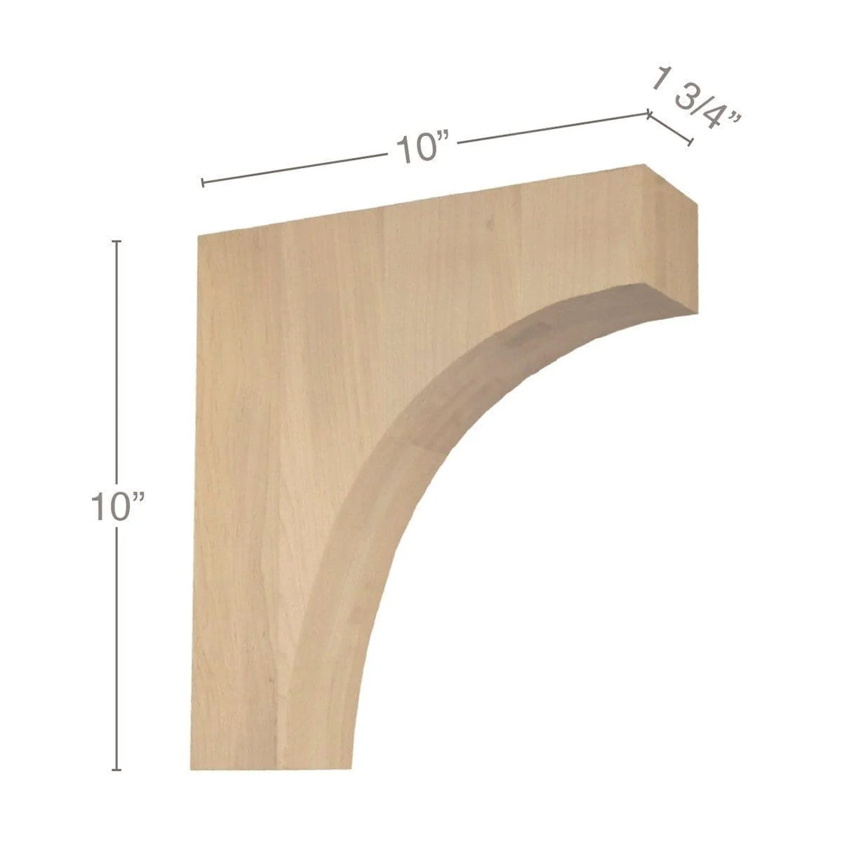 Contemporary Overhang Bar Bracket Corbel, 1 3/4"w x 10"h x 10"d