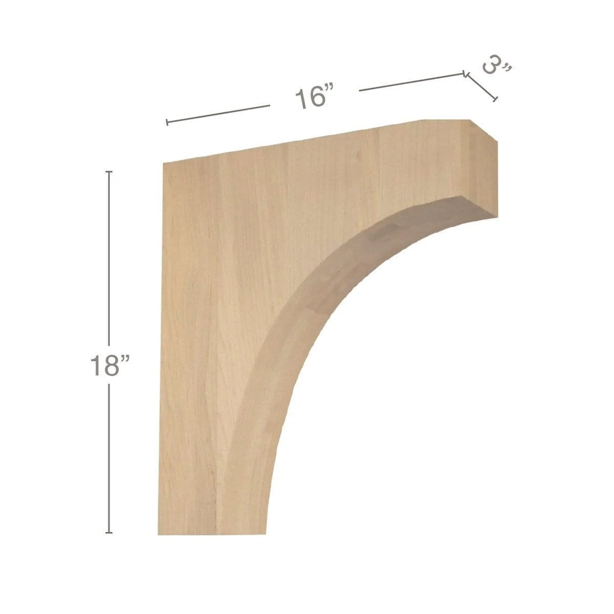 Contemporary Rangehood Corbel, 3"w x 18"h x 16"d