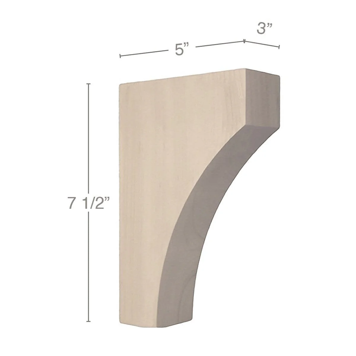 Contemporary Small Bar Bracket Corbel, 3"w x 7 1/2"h x 5"d
