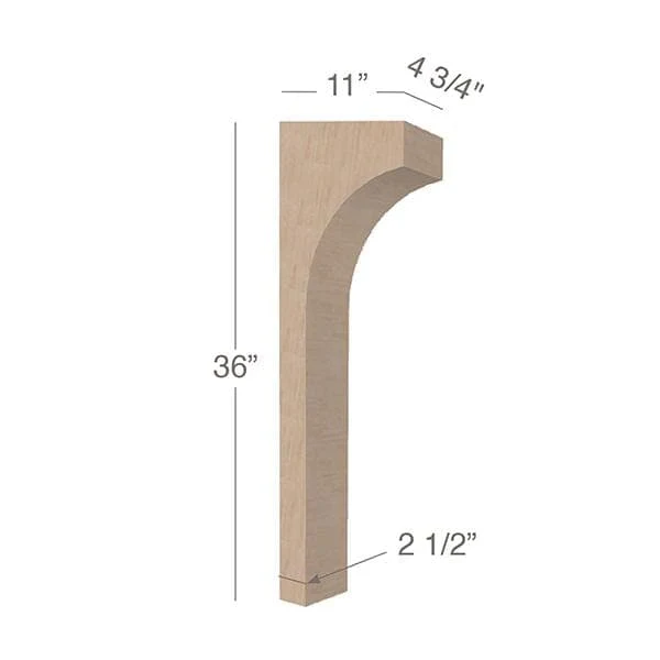 Contemporary Trim To Fit Corbel - Low Profile, 4 3/4"w x 36"h x 11"d