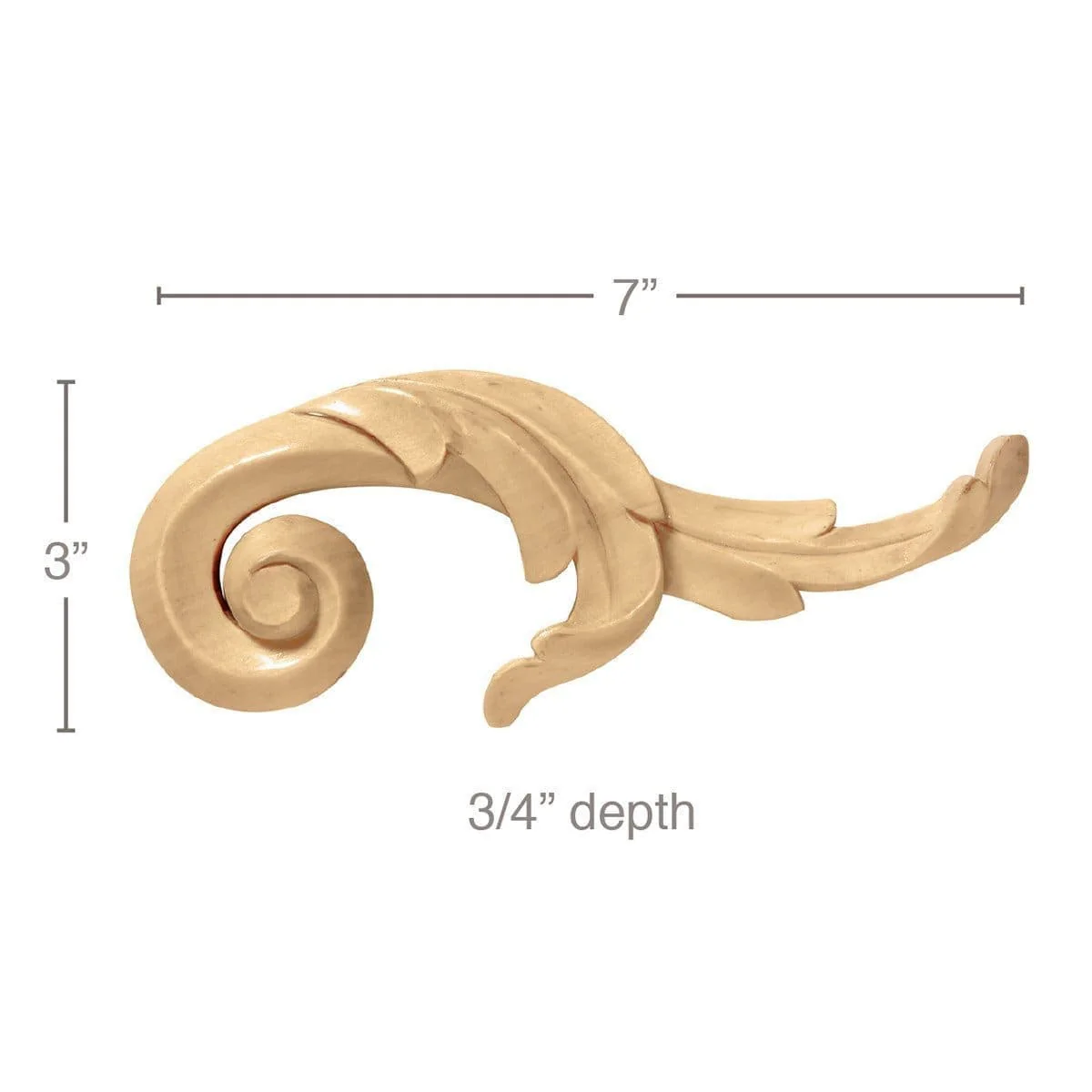 Continuous Scrolls (Sold 4 per card - 2 left and right pair), 7"w x 3"h x 3/4"d