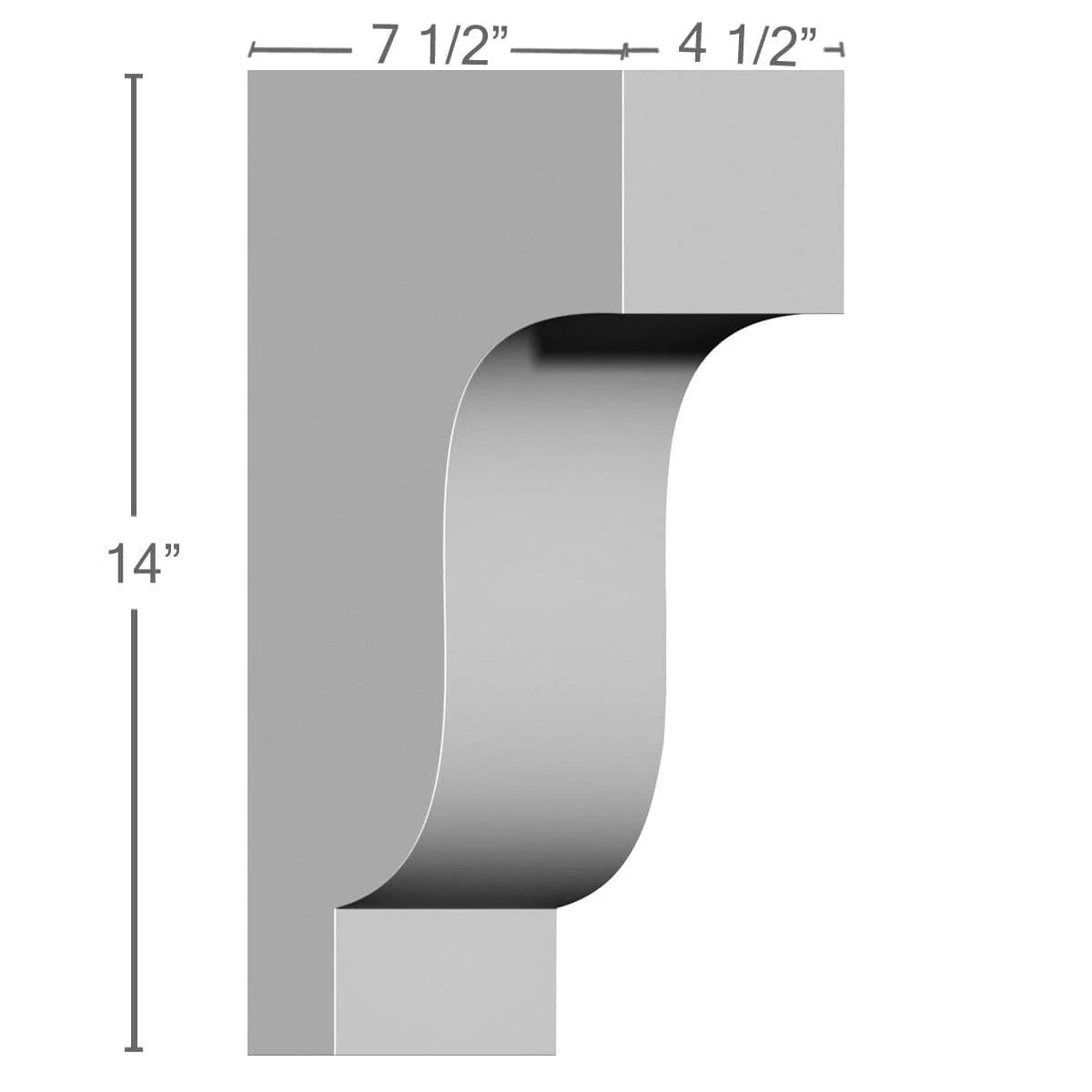 Corbel, 4 1/2"W x 7 1/2"D x 14"H