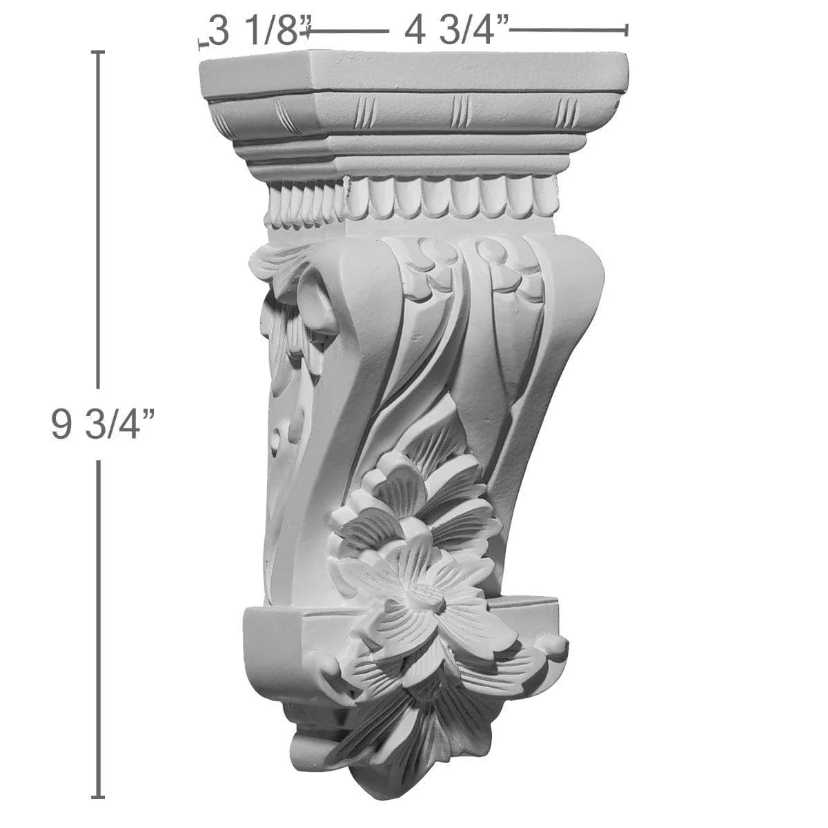 Corbel, 4 3/4"W x 3 1/8"D x 9 3/4"H
