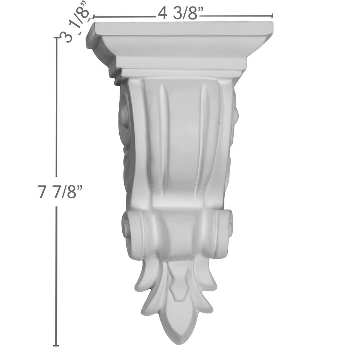 Corbel, 4 3/8"W x 3 1/8"D x 7 7/8"H