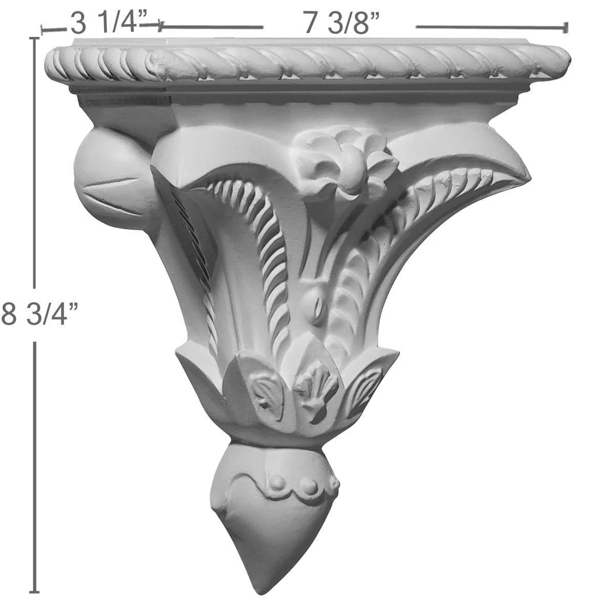 Corbel, 7 3/8"W x 3 1/4"D x 8 3/4"H