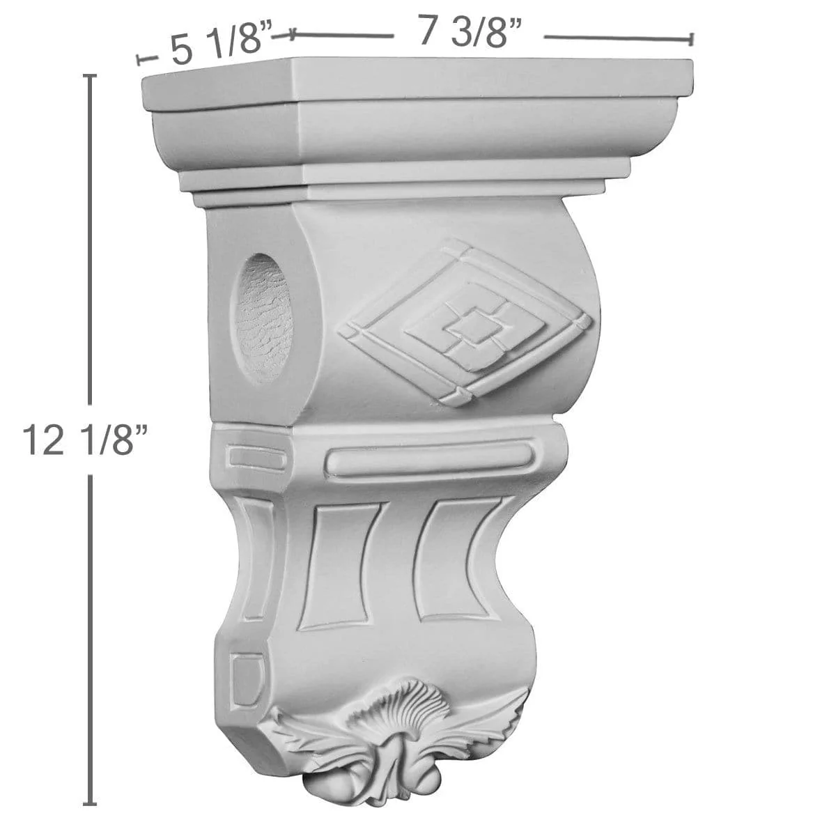 Corbel, 7 3/8"W x 5 1/8"D x 12 1/8"H