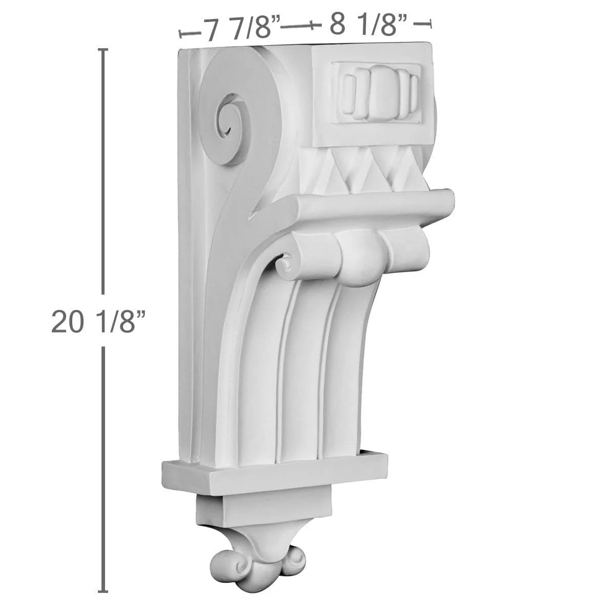 Corbel, 8 1/8"W x 7 7/8"D x 20 1/8"H