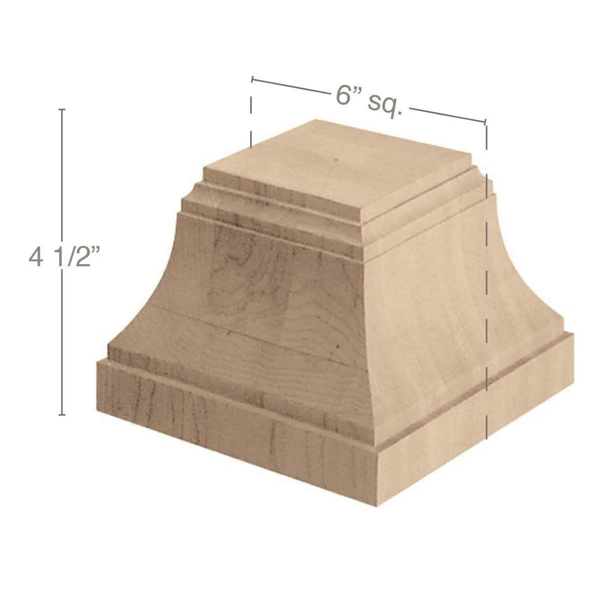 Craftsman Column Base, 6"w x 4 1/2"h x 6"d, For use with 3 Square Columns.
