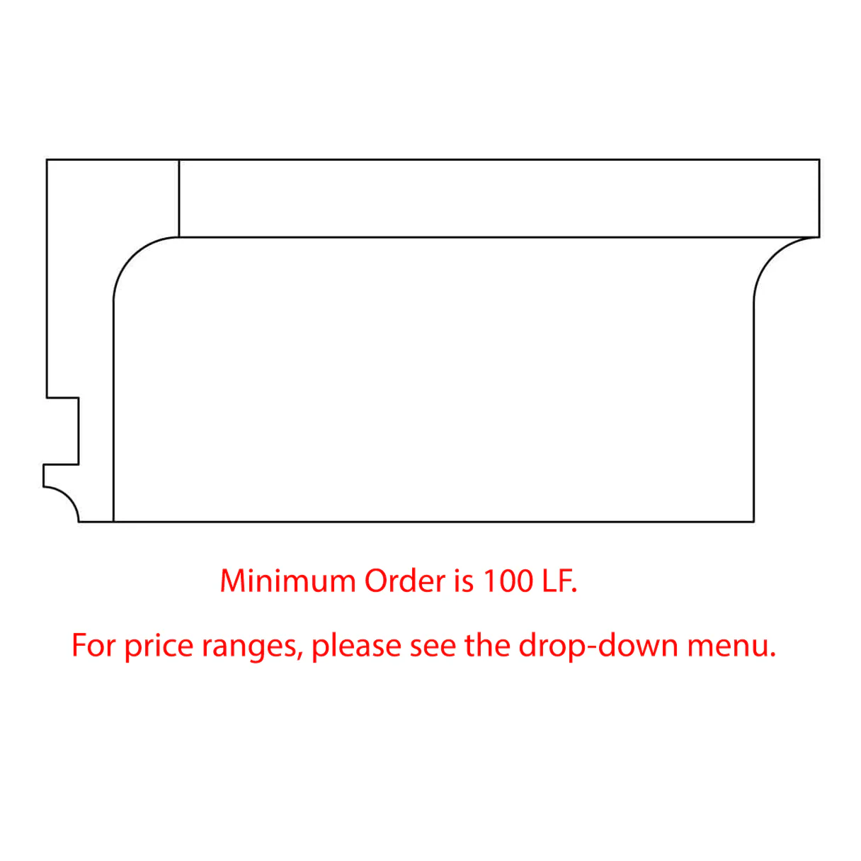 Custom Scotia Fascia, 1 1/2''w x 4''d, Minimum Order Quantity 200 LF