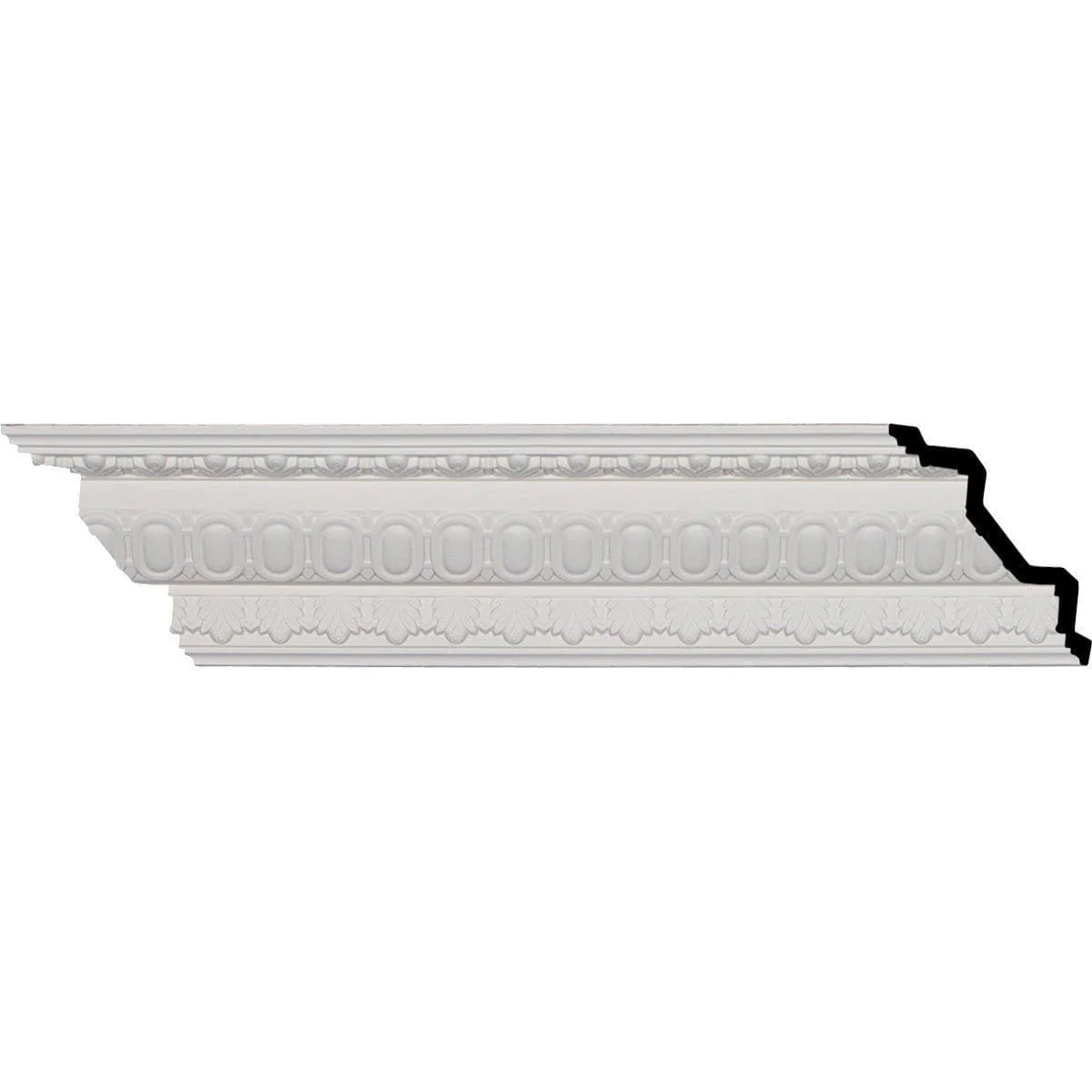 Egg and Dart Crown Moulding, 4"H x 4"P x 5 3/4"F x 94 1/2"L, (1 1/4" Repeat)