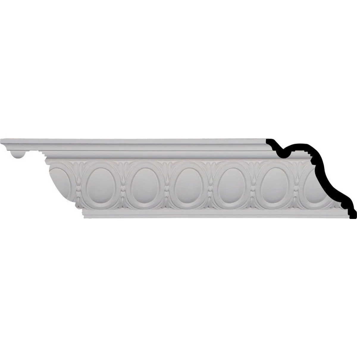 Egg and Dart Crown Moulding, 5 1/8"H x 6"P x 7 7/8"F x 94 1/2"L
