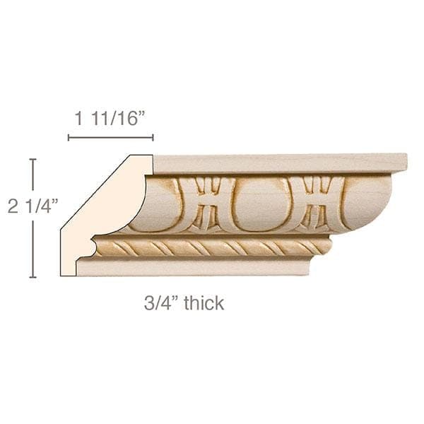 Egg & Dart with Rope, 2 3/4''w x 3/4''d