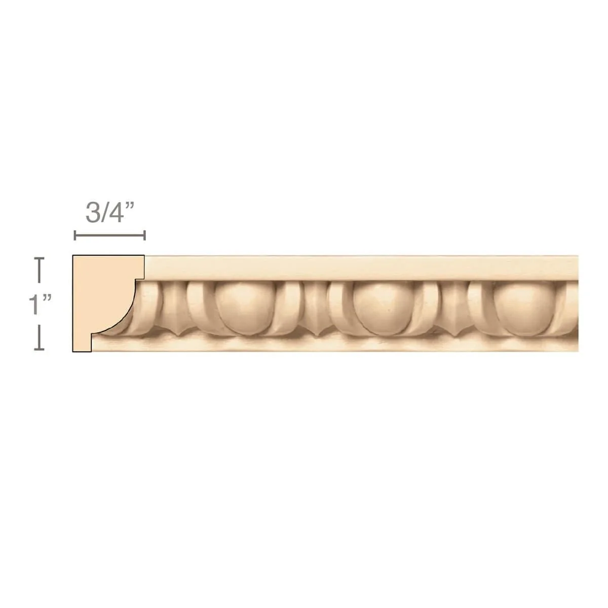 Egg & Dart (Repeats 1 5/8), 1''w x 3/4''d x 8' length, Resin is priced per 8' length