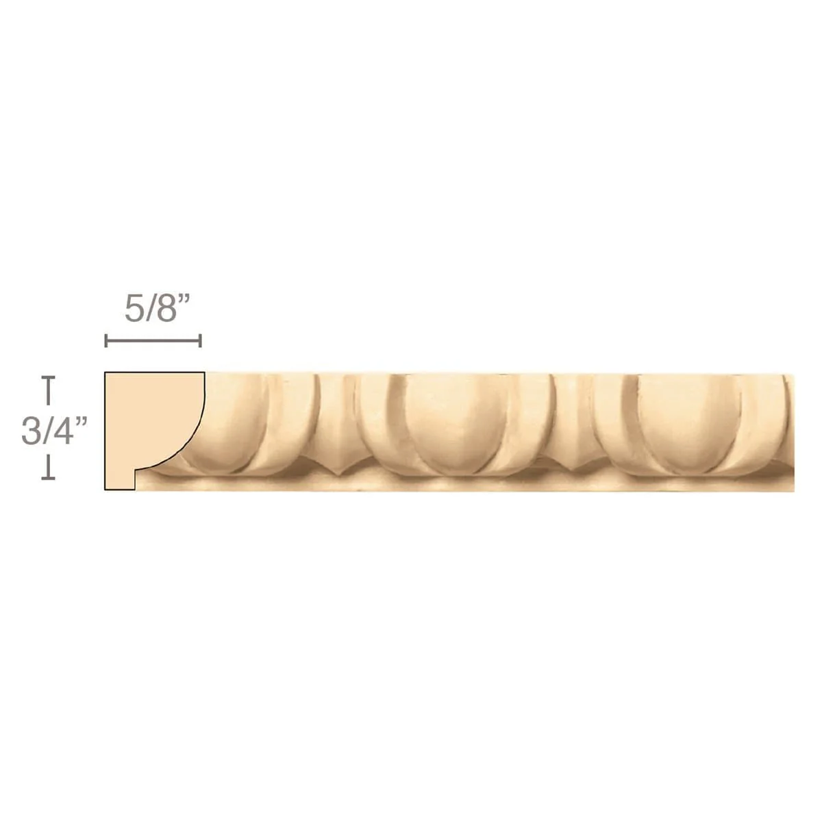 Egg & Dart (Repeats 1 7/8), 3/4''w x 5/8''d x 8' length, Resin is priced per 8' length