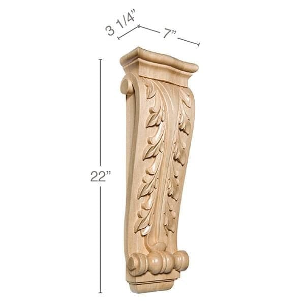 Extra Large Acanthus Corbel, 7"w x 22"h x 3 1/4"d