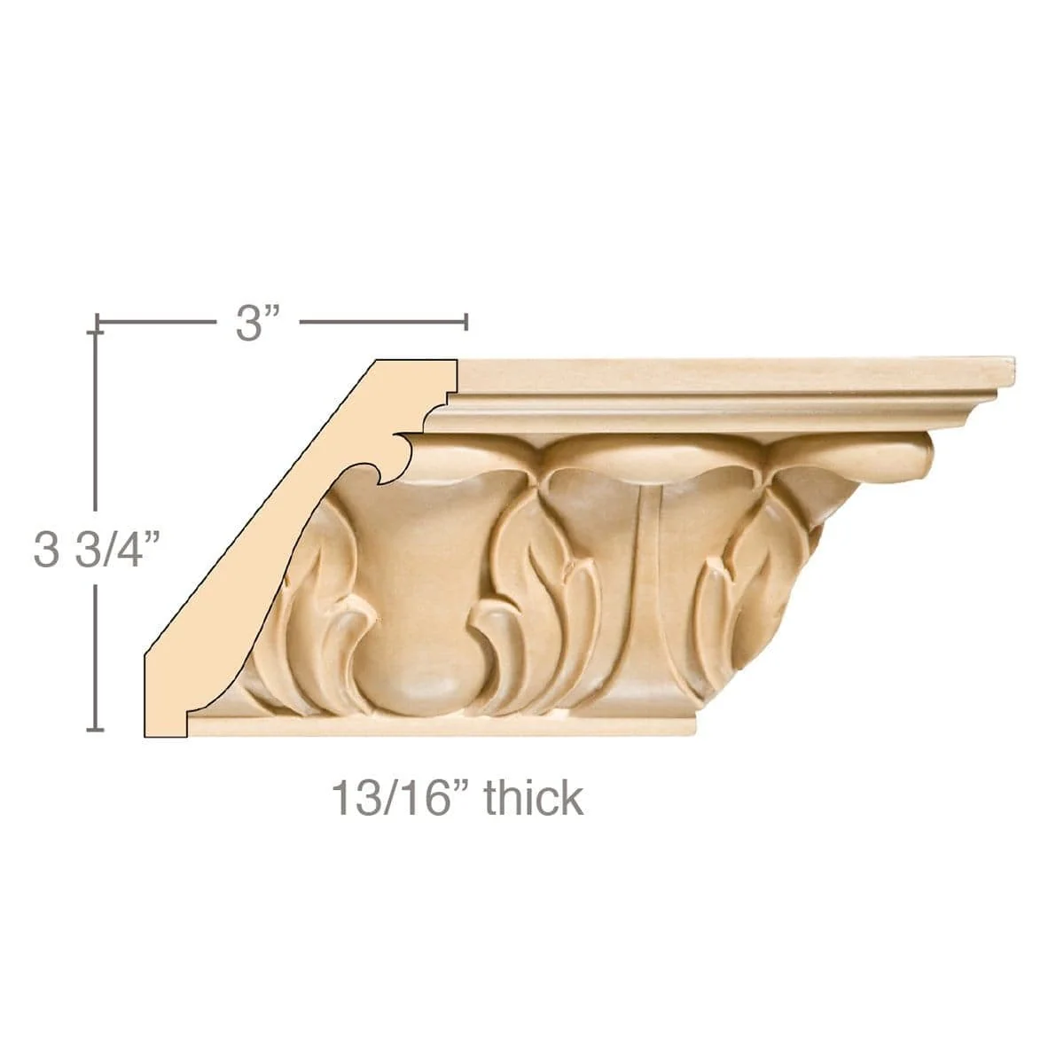 Extra Large Acanthus Crown, 4 3/4''w x 13/16''d, repeat 4 3/8, x 8' length