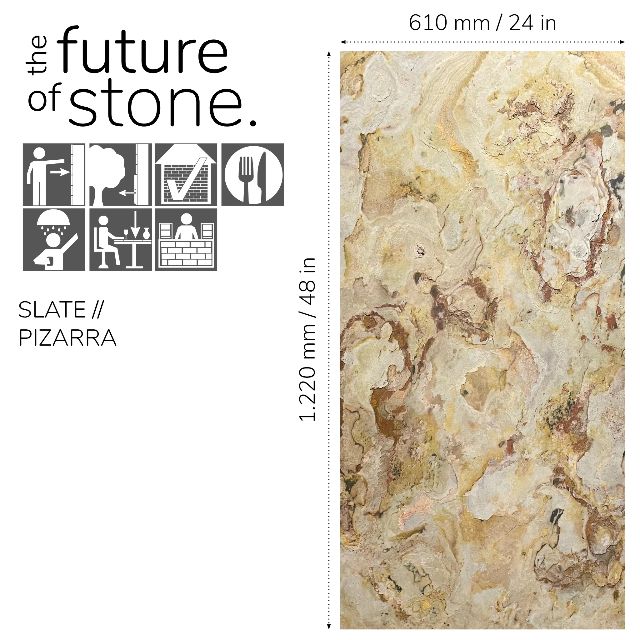 Falling Leaves, Natural Slate Veneer –  24" W x 48" L - Sold By Panel - Image 3