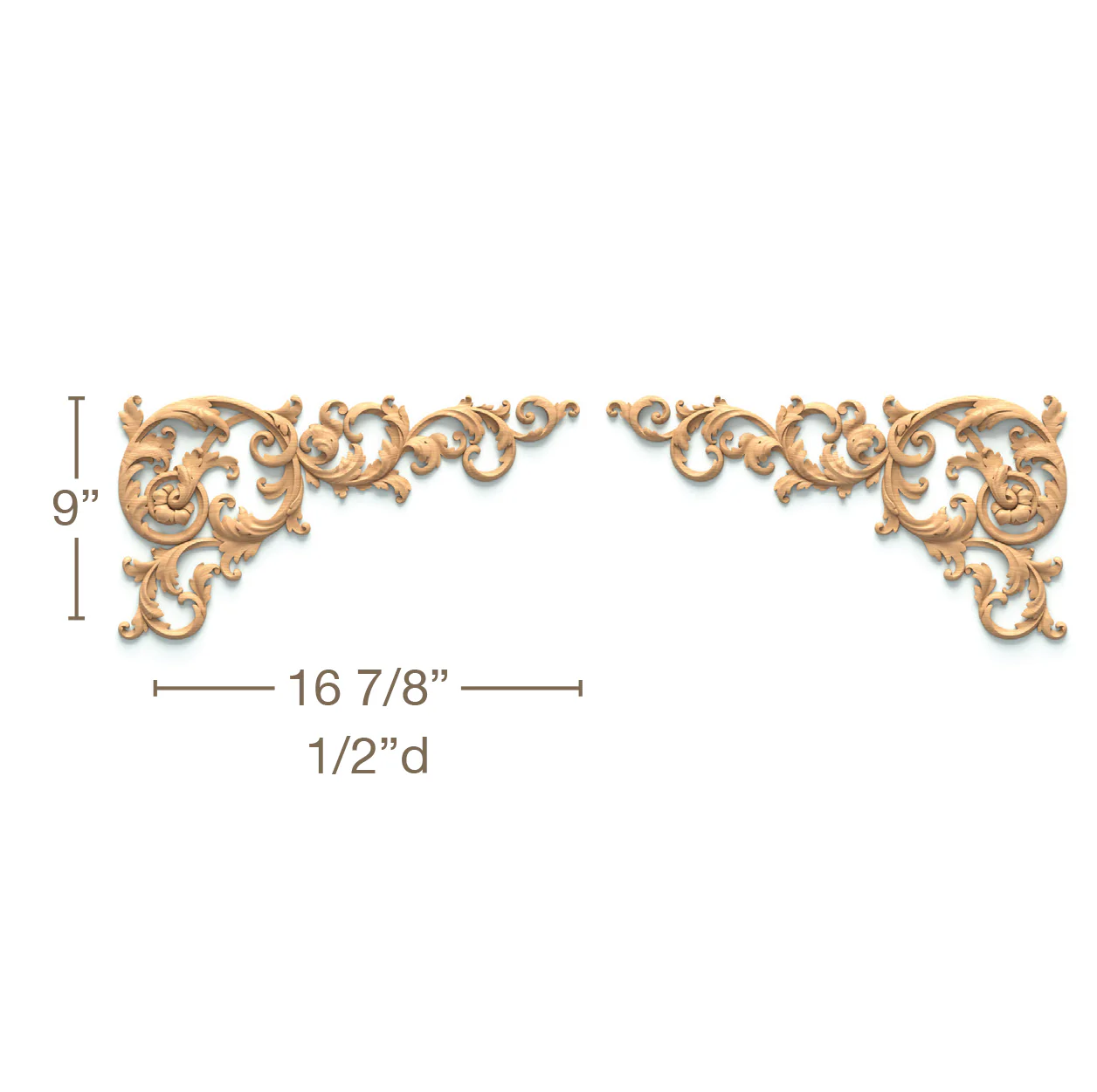 Filigree Acanthus Scrolls Pair, 16 7/8"w x 9"h x 1/2"d - Image 2