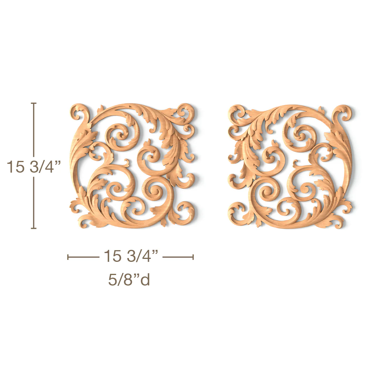 Filigree Scrolling Acanthus LR Pair, 15 3/4"w x 15 3/4"h x 5/8"d, SPECIAL ORDER - Image 3