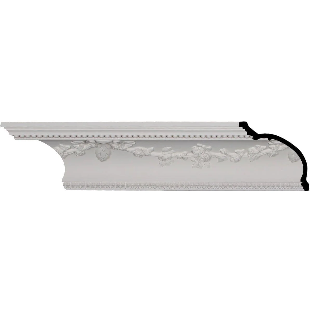 Floral Swag Crown Moulding, 6 3/4"H x 6 7/8"P x 9 5/8"F x 94 1/2"L