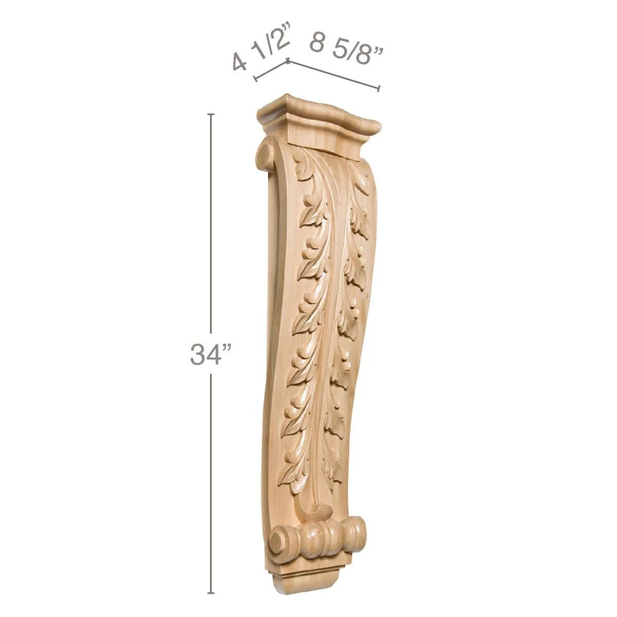 Grand Acanthus Corbel, 8 5/8"w x 34"h x 4 1/2"d