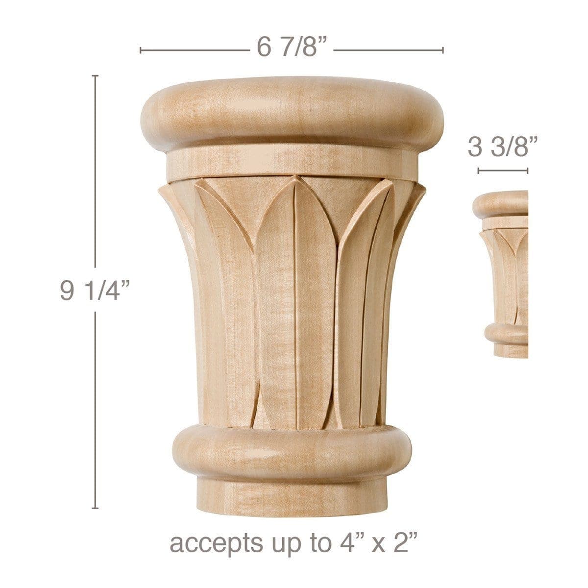 Grand Papyrus Capital, 6 7/8"w x 9 1/4"h x 3 3/8"d, (accepts up to 4"w x 2"d)