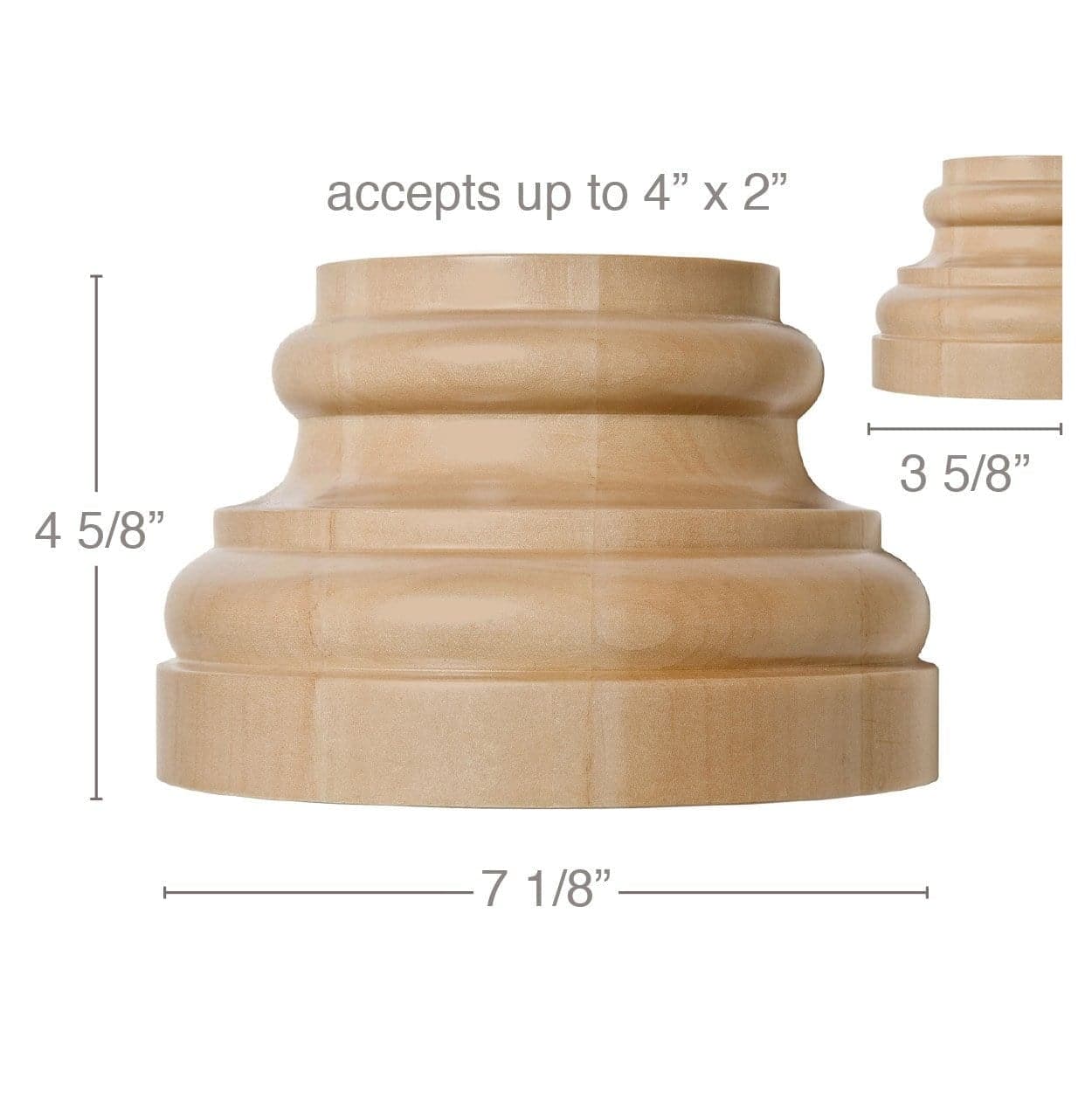 Grand Traditional Base, 7 1/8''w x 4 5/8''h x 3 5/8''d, (accepts up to 4"w x 2"d)