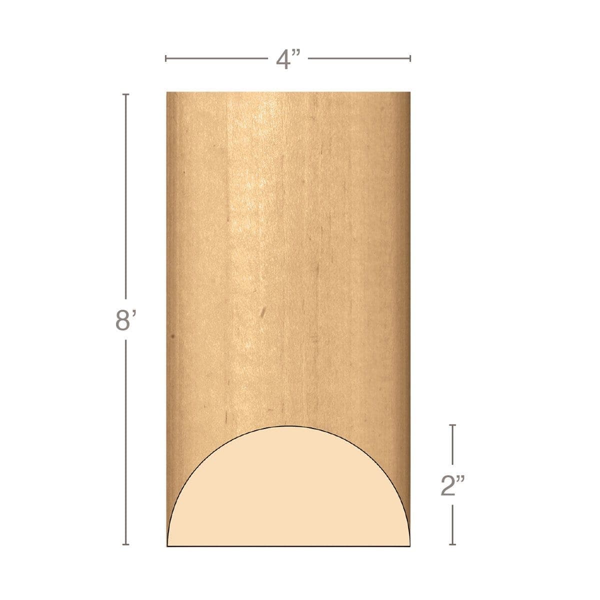 Grand Traditional Half Lineal, 4"w x 2"d x 8' length, Resin is priced per 8' length