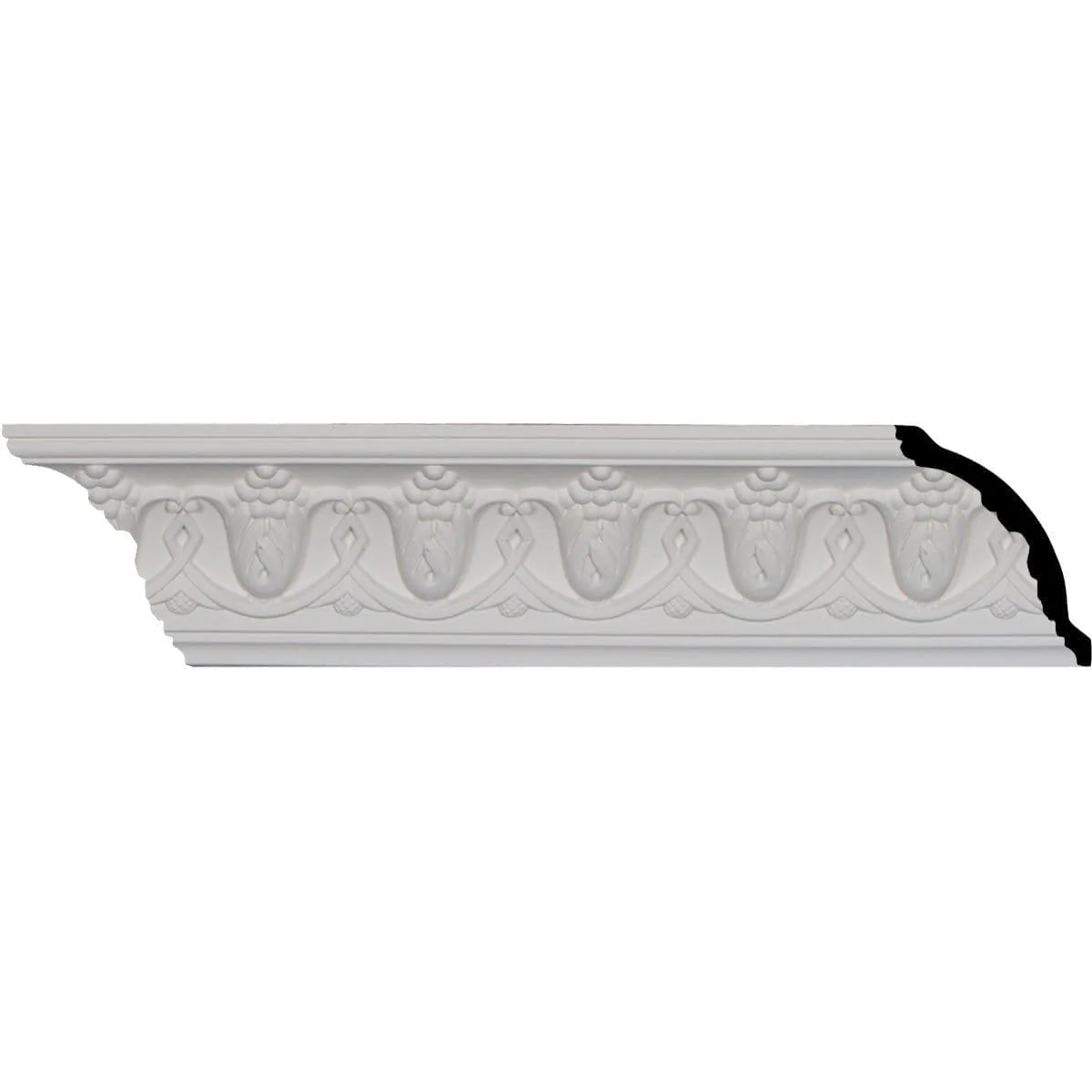 Grape Crown Moulding, 3 1/8"H x 3 1/8"P x 4 3/8"F x 94 1/2"L, (2 3/4" Repeat)