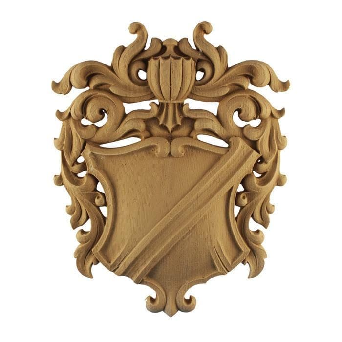 Heraldic Shield Onlay, 9 1/2"w x 12"h x 3/4"d, Made To Order, Minimum Order Amount $300