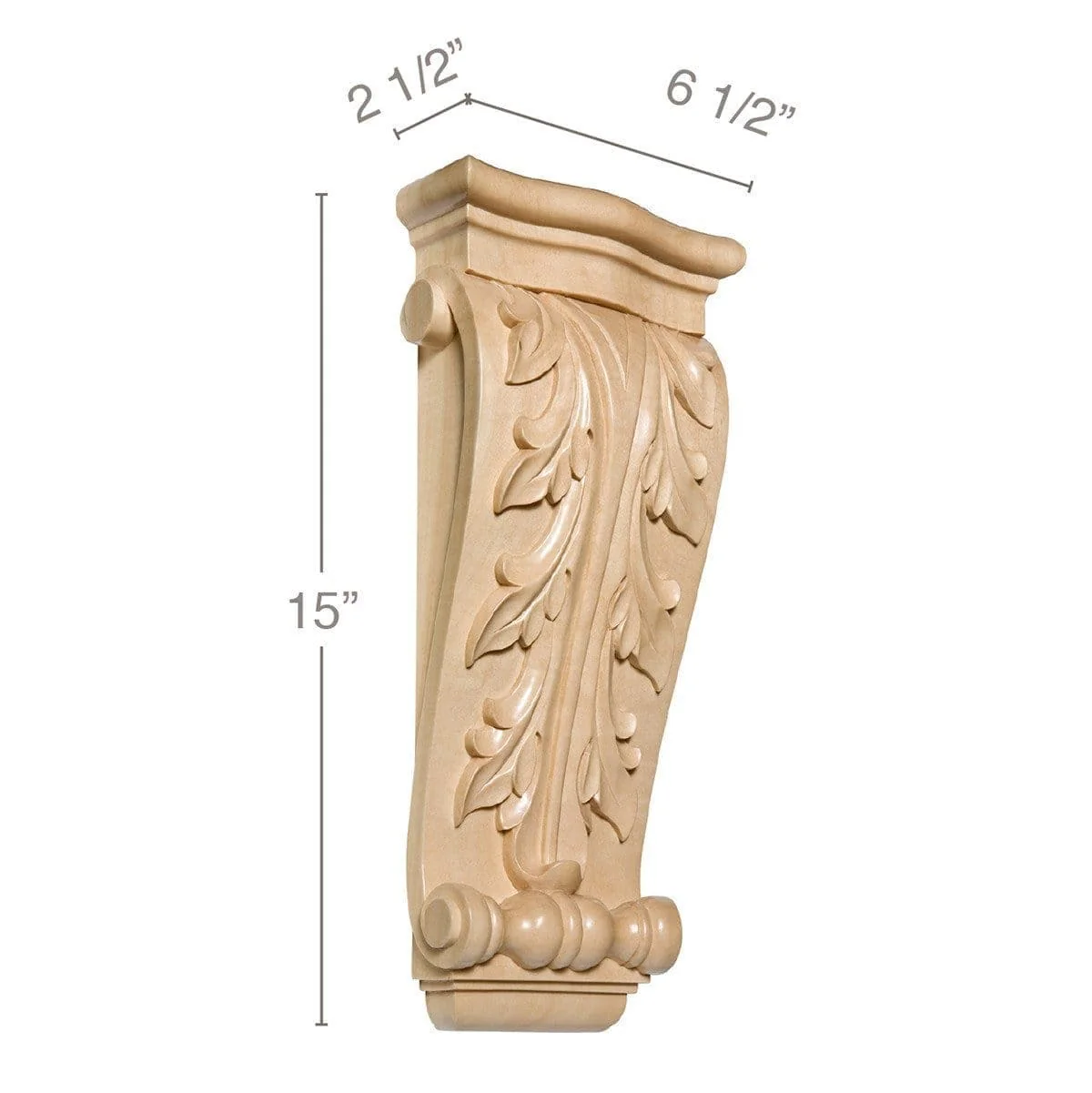Large Acanthus Corbel, 6 1/2"w x 15"h x 2 1/2"d