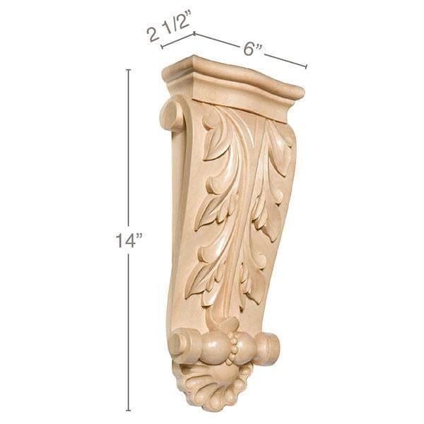 Large Acanthus with Shell Corbel, 6''w x 14''h x 2 1/2''d