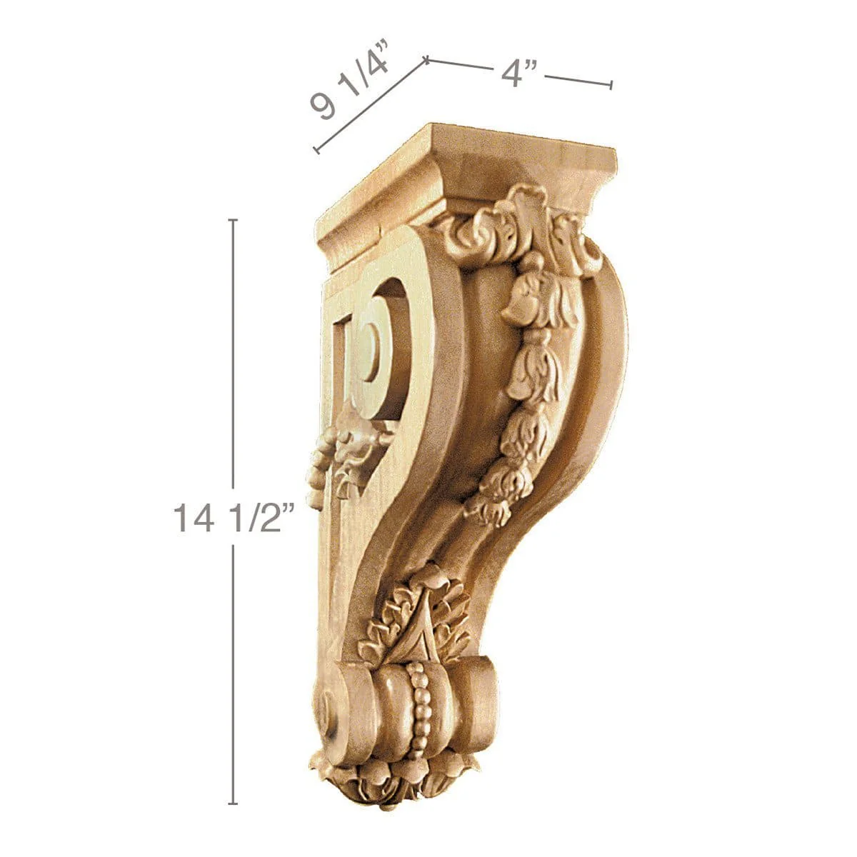 Large Bellflower Bracket Corbel, 4''w x 14 1/2''h x 9 1/4''d