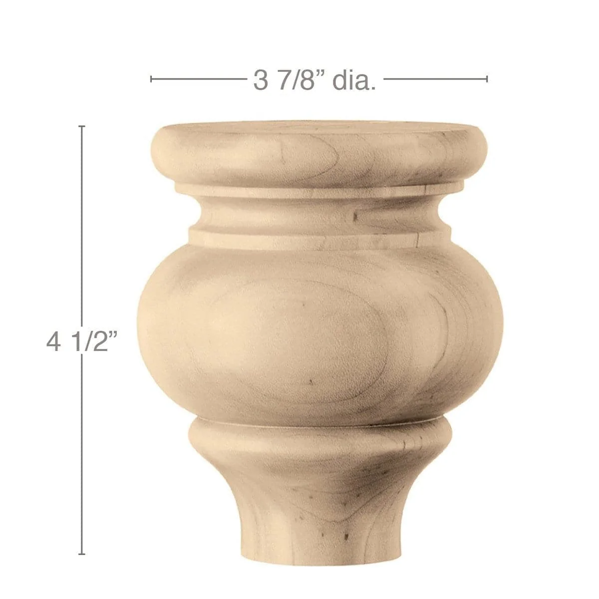 Large Country French Bun Foot, 3 7/8"w x 4 1/2"h,