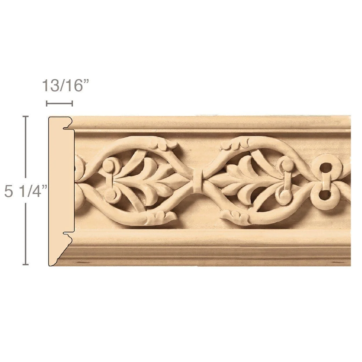 Large Running Palmette Frieze (Repeats 9 3/4), 5 1/4''w x 13/16''d x 8' length, Resin is priced per 8' length