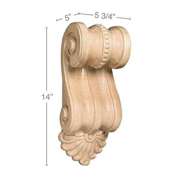 Large Scrolled Corbel, 5 3/4''w x 14''h x 5''d
