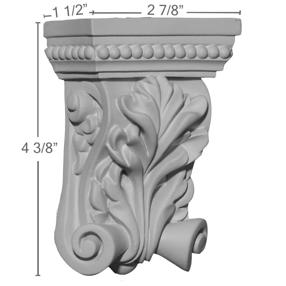 Leaf Corbel, 2 7/8"W x 1 1/2"D x 4 3/8"H