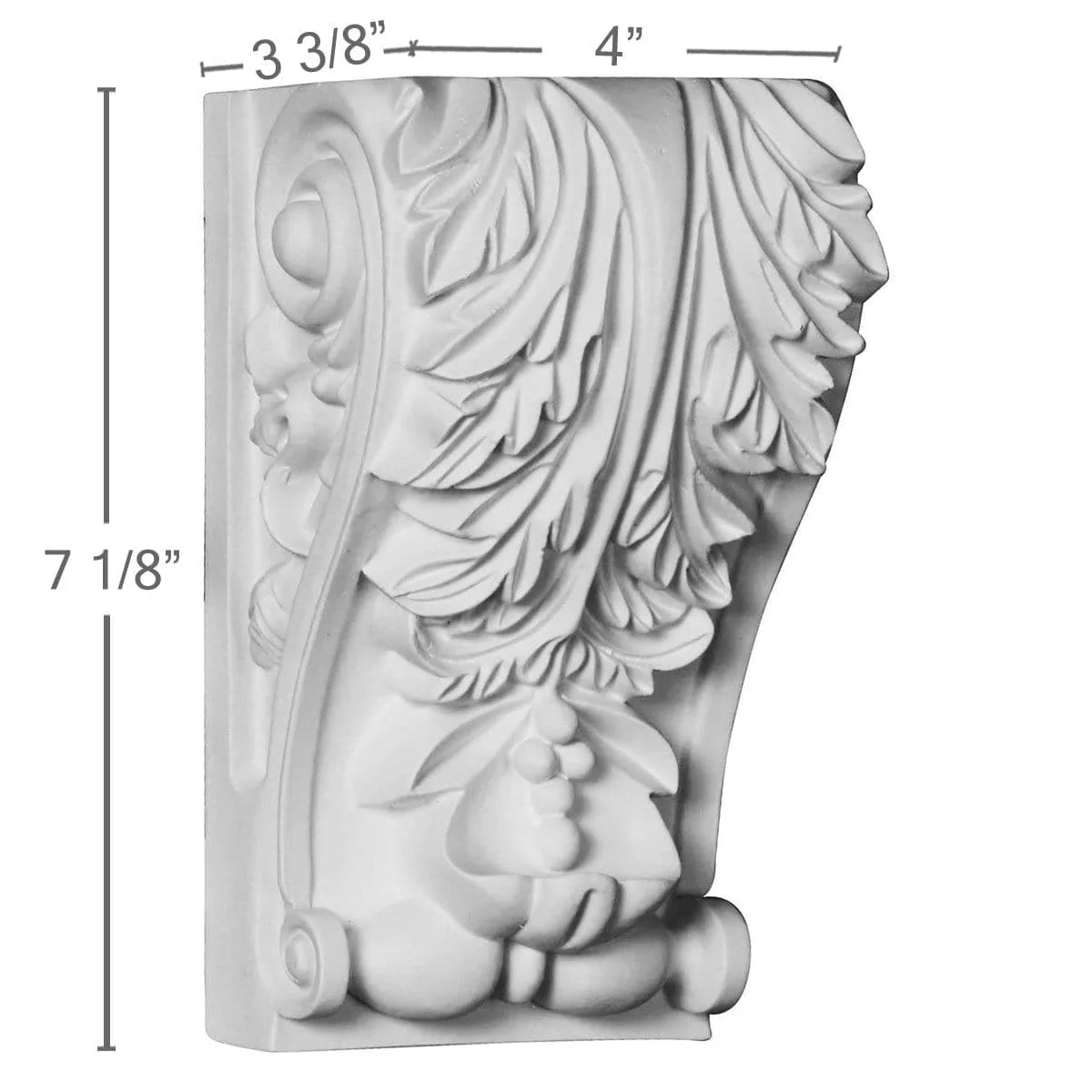 Leaf Corbel, 4"W x 3 3/8"D x 7 1/8"H
