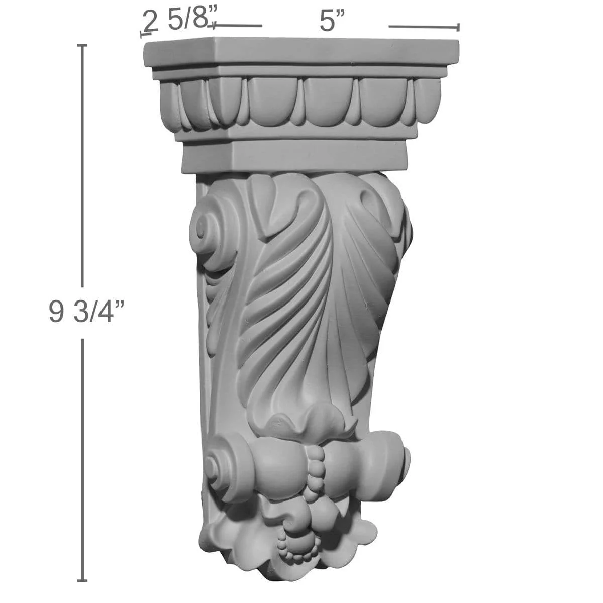 Leaf Corbel, 5"W x 2 5/8"D x 9 3/4"H