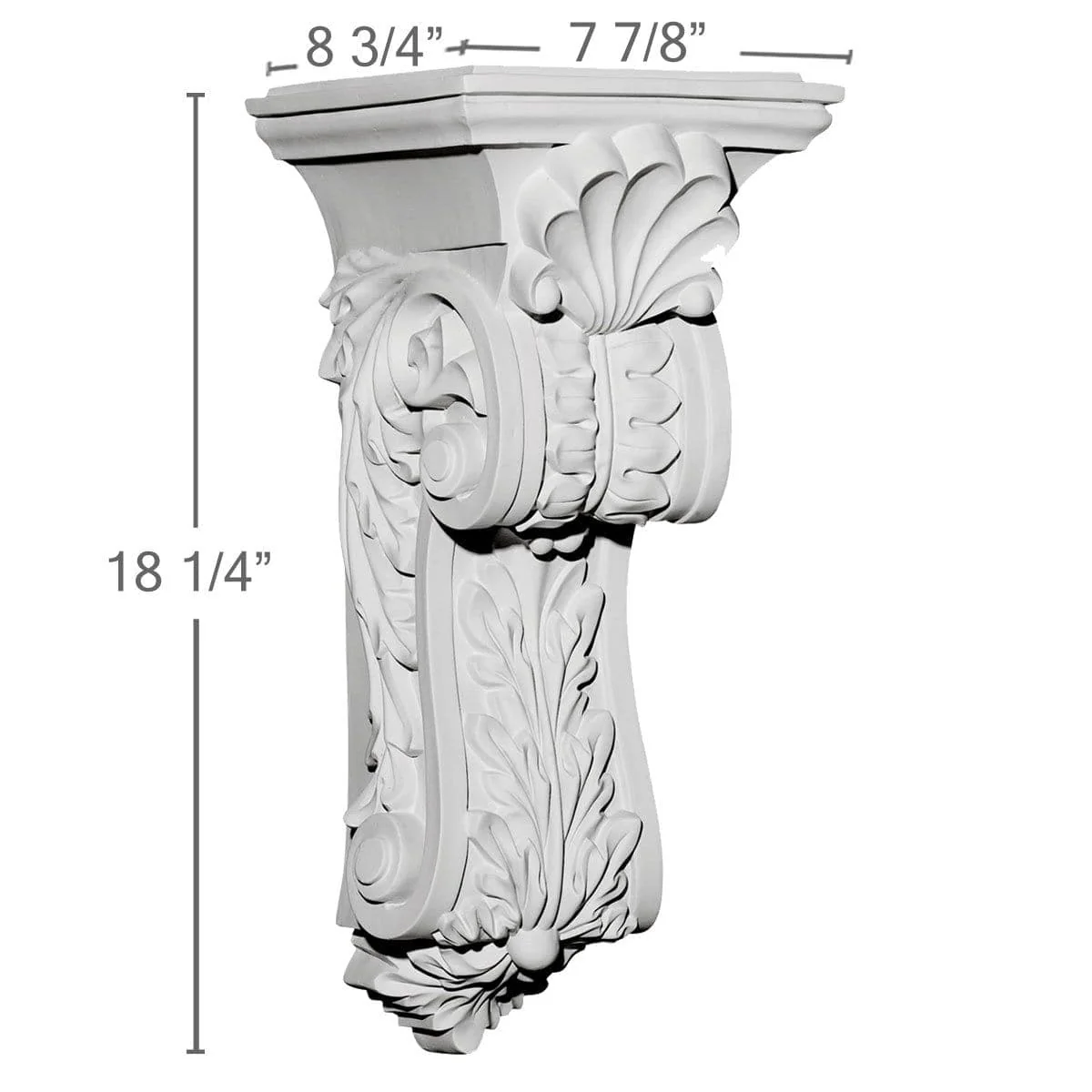Leaf Corbel, 7 7/8"W x 8 3/4"D x 18 1/4"H